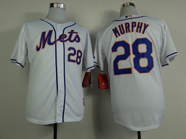 Men New York Mets #28 Murphy White MLB Jerseys